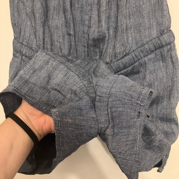 Ann Taylor soft Linen blend ruffle top off the shoulder romper small petite - Picture 7 of 10